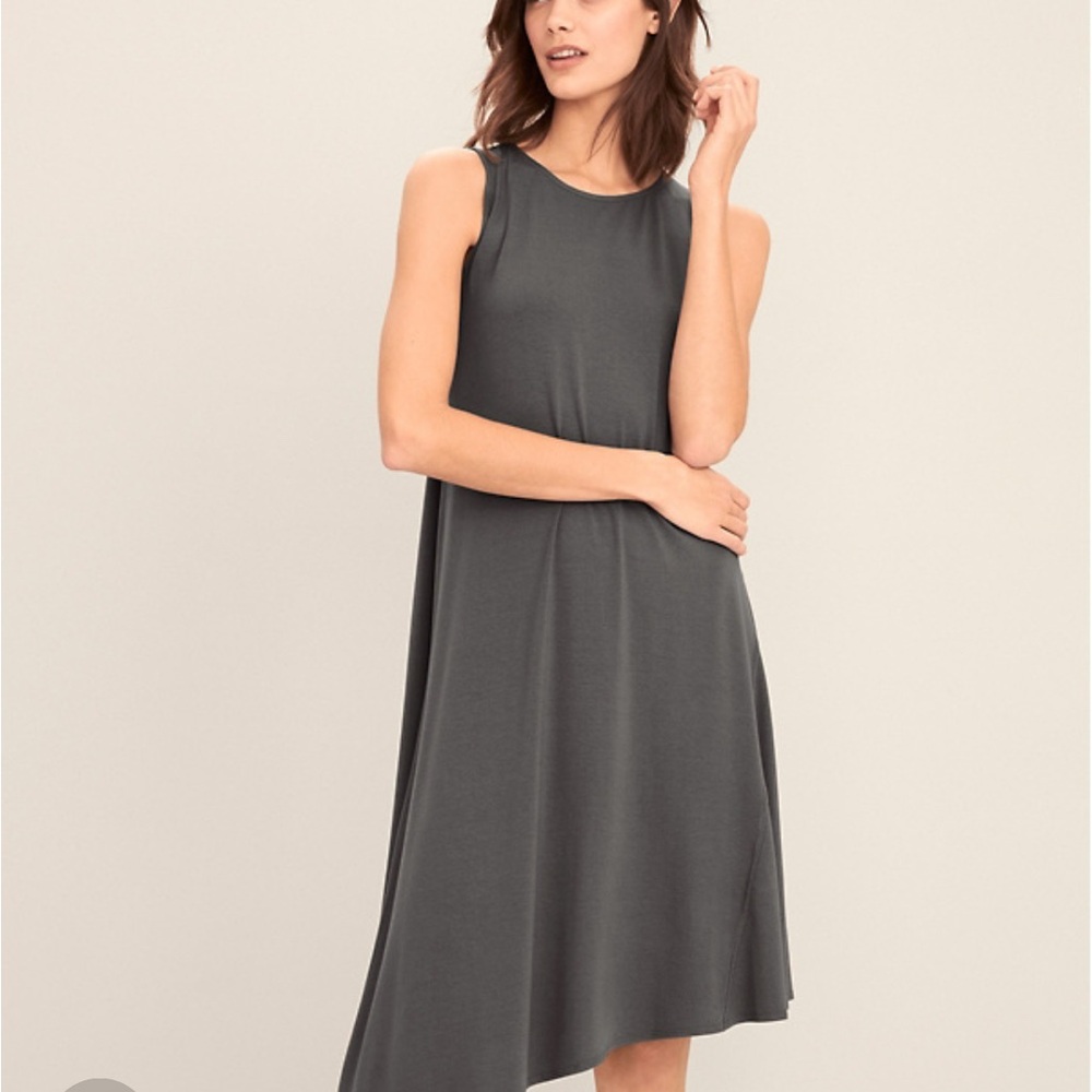 EILEEN FISHER ‎ Jersey Asymmetrical Tank Dress Gray Size XS Viscose